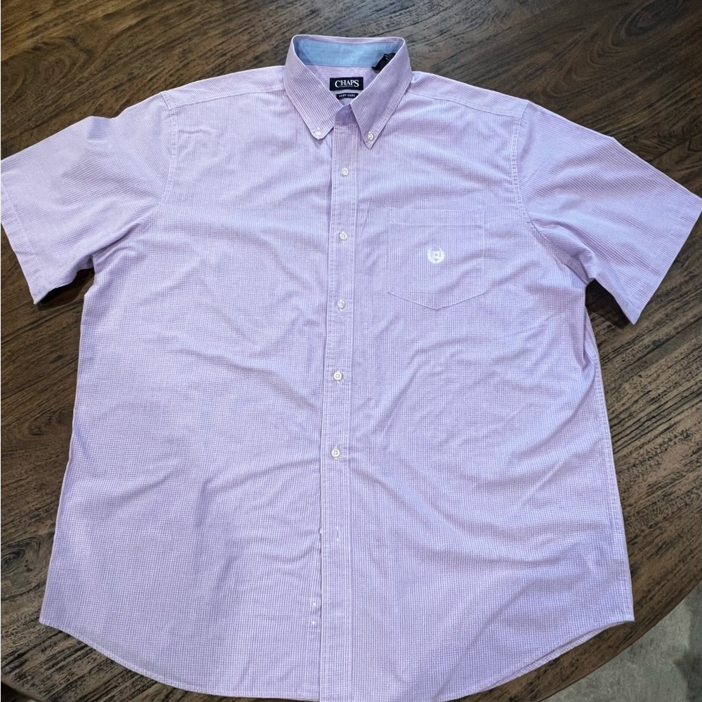 Chaps Lavender Checkered Easy Care Shirt